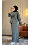 6582 - Stylish Comfortable Casual Modal Asymmetrical Tunic Trousers Women's Set - 4