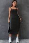Women's Strappy Long Ottoman Dress with Side Slits - 2