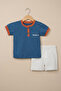 Summer Baby Boy 2-Piece Set with Front Snap Fasteners - Top and Bottom - 2