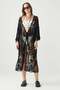 Front-Tie Long Beach Dress with Embroidery Detail Black - 3