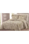 Ruffle Detailed Patterned Double Bedspread Set 240X260 cm – Soft Pique Set with Muslin Texture + 2 Pillowcases