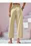Women's Waist Drawstring and Button Detail Capri Linen Trousers - 3
