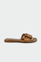Lars Buckle Detailed Women's Copper Flat Slippers - 2