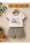 Baby Boy Soft Textured T-Shirt-Shorts Two-Piece Set - 2