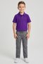 Boys' Purple Short Sleeve Polo Collar T-Shirt Gray Ribbed Waist Canvas School Pants Bottom Top Set School Outfit - 2