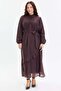 Long dress with belt detail and ruffles