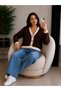 Women's V-Neck Buttoned Striped Short Crop Jacket-Cardigan - 3