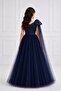 Girl's Navy Blue One-Shoulder Bow Detailed Puffy Tulle Princess Dress - 2