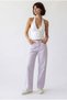 2128 Women's Slim Seasonal High Waist Wide Leg Denim Trousers Lilac - 2