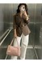 Women's Pink Large Size Leather Look Bag with Charms Handbag