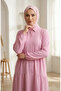 Aerobin Fabric Buttoned Layered Hijab Dress 4124-04 Pink - 3
