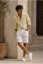 Ripped Detailed White Denim Jean Men's Shorts Mz-476 - 4