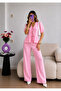 Drawstring Lace-Up Blouse and Pants Set - 3