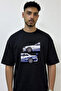 تي شيرت أسود كبير الحجم مطبوع بتصميم Skyline R34