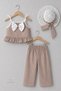 Baby Girl Summer Set with Hat 3-Piece Birthday Outfit Striped Ruffle Blouse Pants Combination 9-36 Months - 5