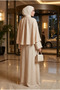 Women's Hijab Dress with Detachable Cape and Buckle - 4