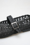 Women's Black Straw Knitted Blunt Toe Buckle Summer Comfortable Stylish Ballerinas - 2