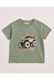 Off-Road Raglan Sleeve Army Green Boys' Cotton T-Shirt (2-8 Years)