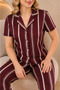 Mirano 4868 Digital Printing Fabric Buttoned Short Sleeve Striped Women's Pajamas Set - 4