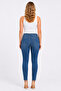 Women's Plus Size Blue, High Waist, 5 Pockets, Flexible Skinny Jeans - 8