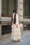 Women's Embroidered Layered Flounce Waist Tie Suit Cream - 7