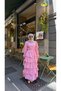 Women's Embroidered Layered Flounce Waist Tie Suit Pink - 2