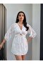 Pre-Knotted Balloon Sleeve Scallop Dress
