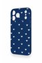 iPhone 17 Pro Max Compatible Mini White Heart Navy Blue Patterned Silicone Case - 4