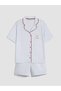 Vizyon New Season Shirt Collar Striped Women's Shorts Pajama Set - 5