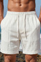 Men's 100% Linen Elastic Lace-Up Summer Shorts – Comfortable Fit Breathable Casual Shorts