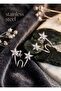 Brass Silver Color Zircon Stone Flower Motif Earrings