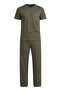 Men's Short Sleeve Green Color Striped Pajama Set with Pockets - 3
