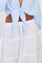 Women's belted pleated long cotton skirt - white - 5
