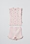 Baby Cotton Powder Ribbed Floral Patterned Ruffle Shorts Set