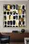 Contemporary Black and Gold Geometric Wall Art | Framed Canvas Print with Gold Foil Embossed | Luxury Modern Decor for Living Room, Bedroom, Office & Gift