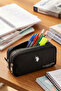 26063-26064-26066-260067 Two-Compartment Pen Holder Pencil Case Black