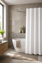 Premium Bathroom Shower Curtain 178X183Cm Water-Repellent Vinyl Construction Lc058 - 2