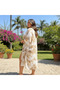 SHEIN CURVE Women's White & Brown Tropical Print Long Kimono Abaya - 4