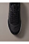 Men's Flat Comfortable Sole Laced Ck Text Patterned Leather Black2 Sneaker - 6