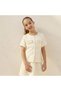 Round Neck Short Sleeves Shirt with Ruffle Detail