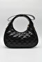 Women's Black Quilted Patterned Bow Design Detailed Crossbody Hand and Shoulder Bag - 2