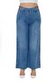 Plus Size Elastic High Waist Wide Cut Denim Women's Trousers - 3