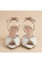 Lumina Mirrored Stone Detailed Glittery Satin Pleated Heeled Shoes - 4