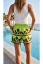 Women's Water Repellent Micro Fabric Pockets Zippered Mesh Lined Quick Dry Patterned Swim Shorts - 4