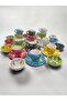 Decorative 12-Person Tulip Design Fully Handmade Coffee Cup Set and Snack Bowl-Sauce Bowl - 2