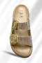 Double Buckle Women's Slippers - Comfortable and Flexible Sole with Adjustable Straps Women's Slippers Gold - 8