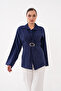 Modal Woven Shirt with Back Belt Fastening and Front Buckle Detail - 3