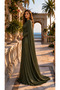 Janjan Fabric Stone Embroidered Evening Dress with a Portable Cape - 3