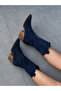 Eva Dark Blue Calf Suede Dallas Heel-Heeled Western Summer Boots - 6