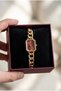 Luna Women's Steel Watch Gold Color & Burgundy Dial Vintage Old Money Luxury Rectangular Case Women's Wristwatch |   Limited Edition 2026 - 3